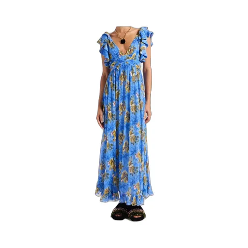 Ruffled-Details Floral-Print Maxi Dress