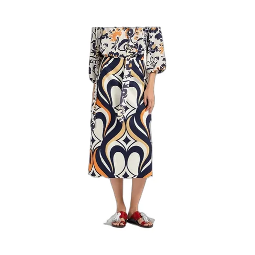 Macro-Pattern Midi Skirt