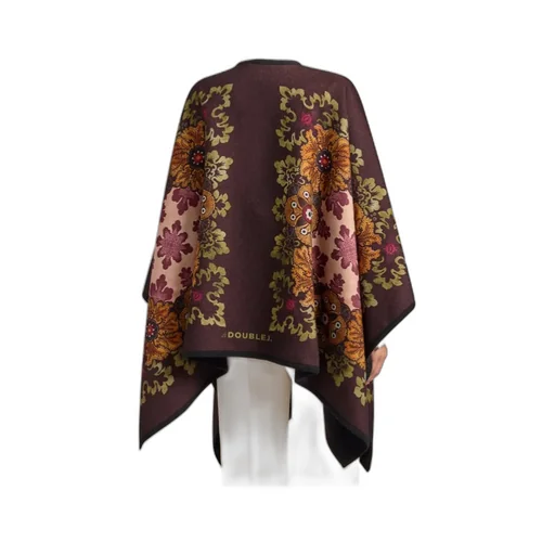 Floral-Patterned Wool Cape
