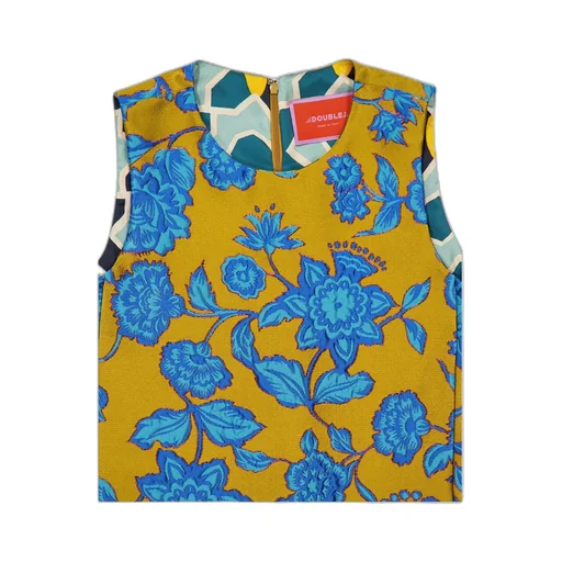 Feather-Trimmed Floral Dress