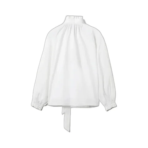 Tie-Neck Cotton Blouse