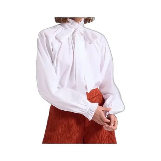Tie-Neck Cotton Blouse