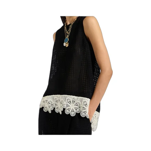 La Scala Lace-Hem Sleeveless Top