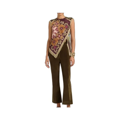 Floral-Print Fringed Scarf Top