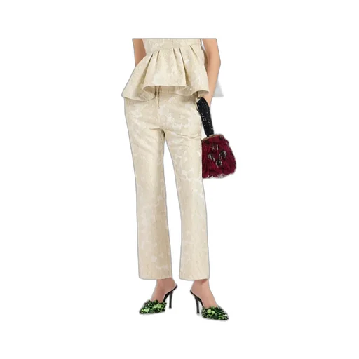 Floral-Jacquard Trousers