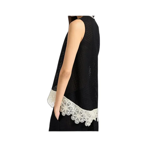 La Scala Lace-Hem Sleeveless Top