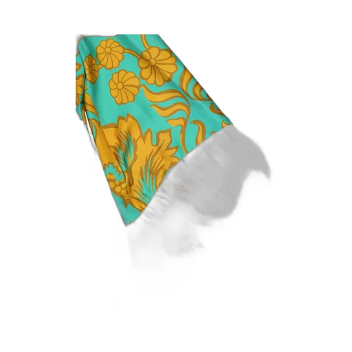 Floral-Print Feather-Trim Silk Kaftan