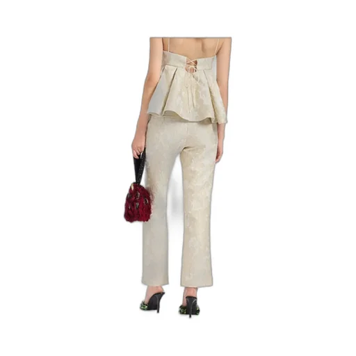 Floral-Jacquard Trousers