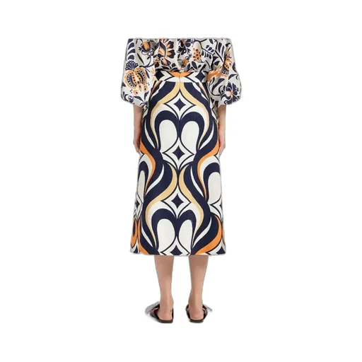 Macro-Pattern Midi Skirt