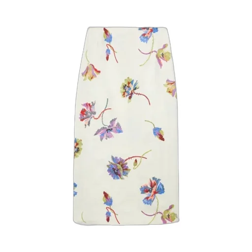 Floral-Print Straight Skirt