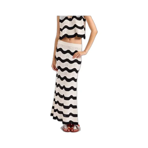 Chevron-Wave Maxi Skirt