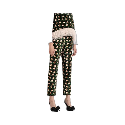 Floral-Print Cropped Trousers