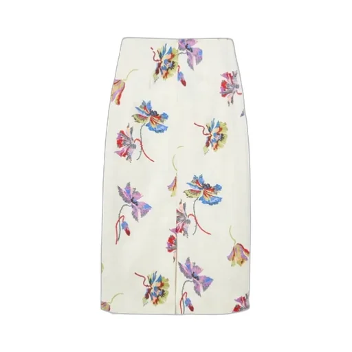 Floral-Print Straight Skirt