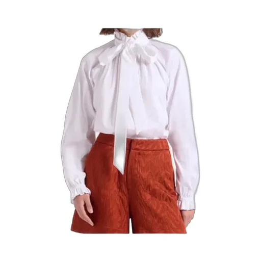 Tie-Neck Cotton Blouse