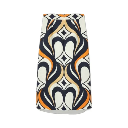 Macro-Pattern Midi Skirt