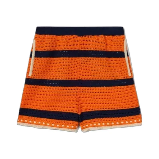 Striped Crochet Shorts