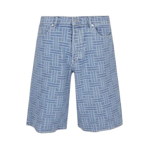 Logo Patch Weave Denim Shorts