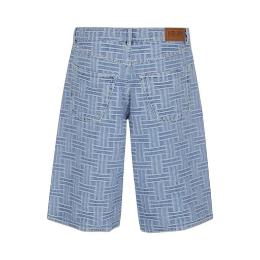 Logo Patch Weave Denim Shorts