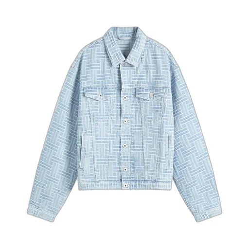 Weave Printed Denim Trucker Jacket