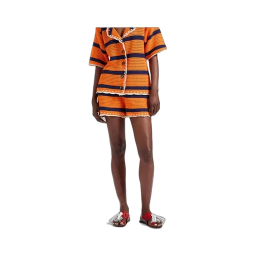 Striped Crochet Shorts