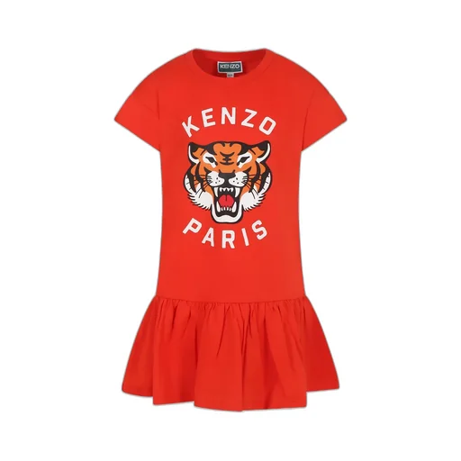 Tiger Printed Ruffle Hem Dress