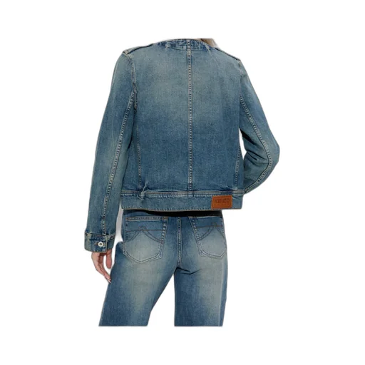 Buttoned Crewneck Denim Jacket