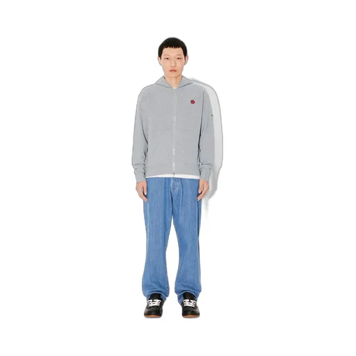 Boke Flower Embroidered Zipped Hoodie