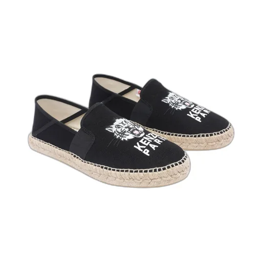 Tiger Head Embroidered Round Toe Espadrilles
