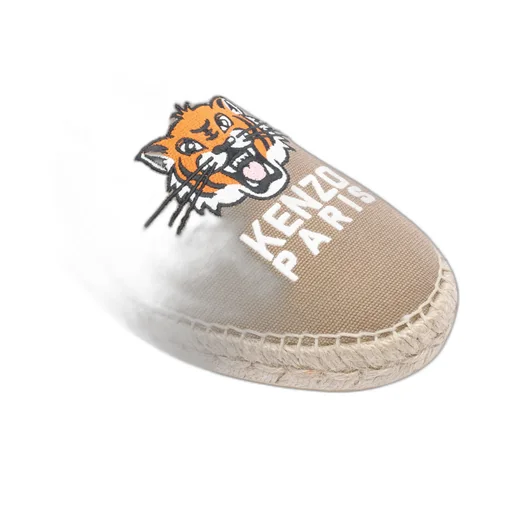 Tiger Head Embroidered Round Toe Espadrilles