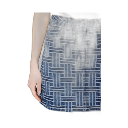 Weave Straight Hem Denim Skirt