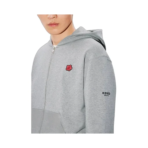Boke Flower Embroidered Zipped Hoodie