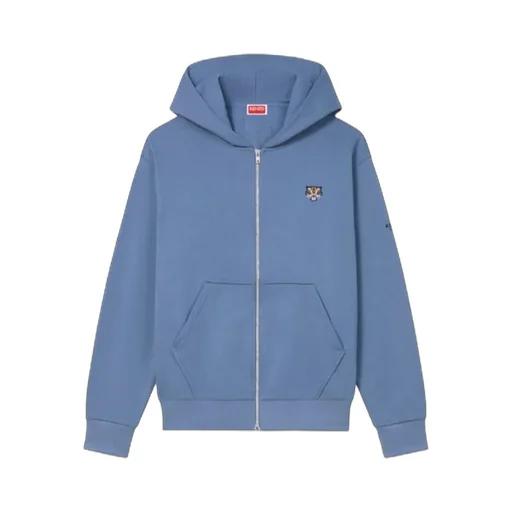 Lucky Tiger Embroidered Zip-Up Hoodie