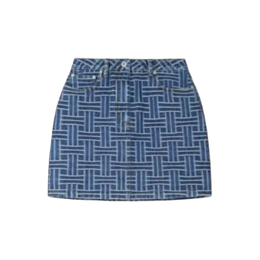Weave Straight Hem Denim Skirt
