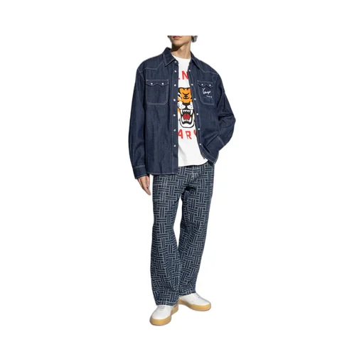 Logo Embroidered Buttoned Denim Shirt