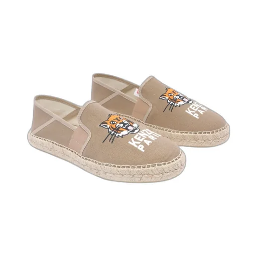 Tiger Head Embroidered Round Toe Espadrilles