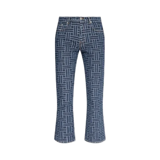 Pattern Jacquard Flared Jeans