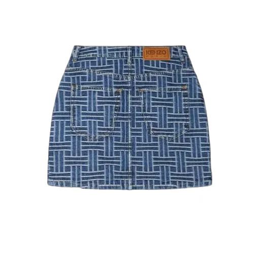 Weave Straight Hem Denim Skirt