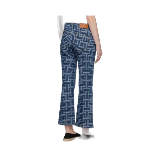Pattern Jacquard Flared Jeans