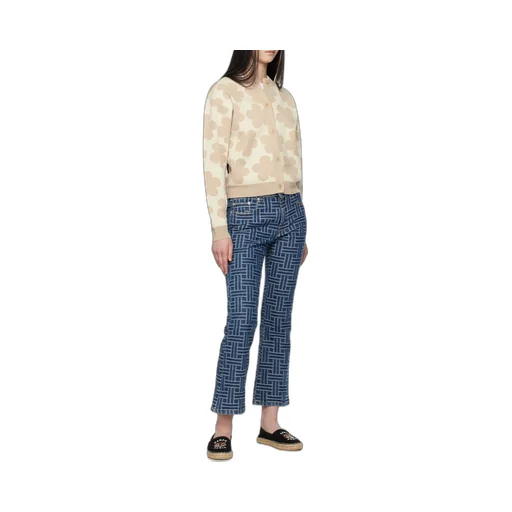 Pattern Jacquard Flared Jeans