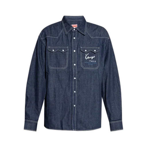 Logo Embroidered Buttoned Denim Shirt