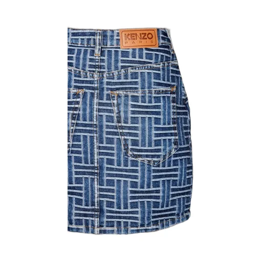 Weave Straight Hem Denim Skirt