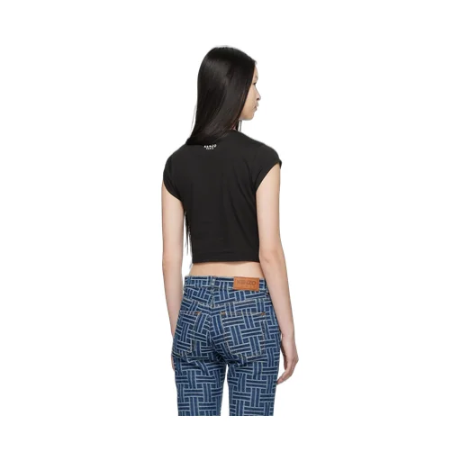 Boke Flower Embroidered Cropped T-Shirt