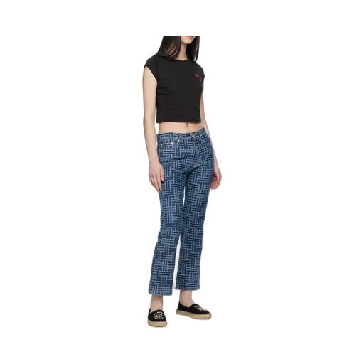 Boke Flower Embroidered Cropped T-Shirt