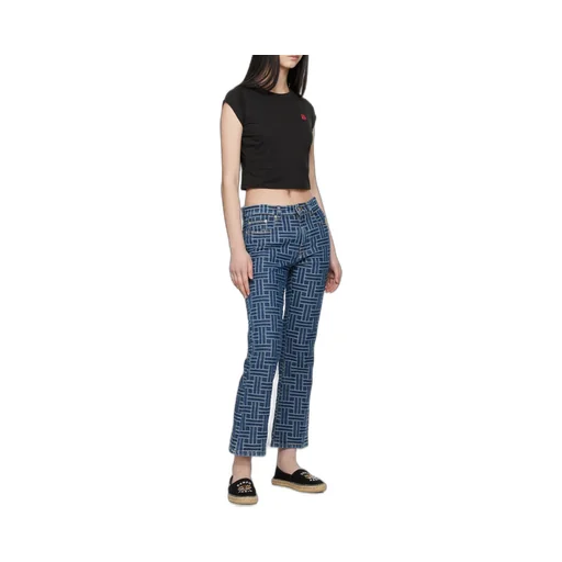 Boke Flower Embroidered Cropped T-Shirt