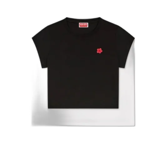 Boke Flower Embroidered Cropped T-Shirt