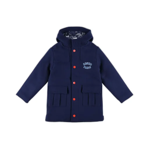 Logo-AppliquÉD Straight Hem Hooded Coat