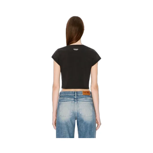 Boke Flower Embroidered Cropped T-Shirt
