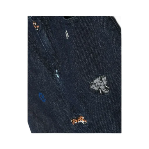 Embroidered-Motif Denim Trousers