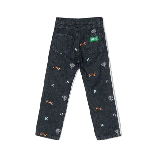 Embroidered-Motif Denim Trousers