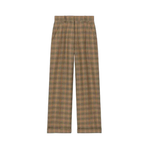 Checked Wide-Leg Trousers